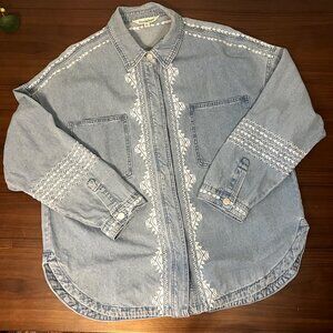 Vici Davi & Dani oversized embroidered denim shacket Sz L